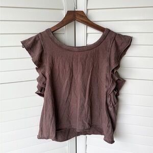 aerie short sleeve top with ruffles size s